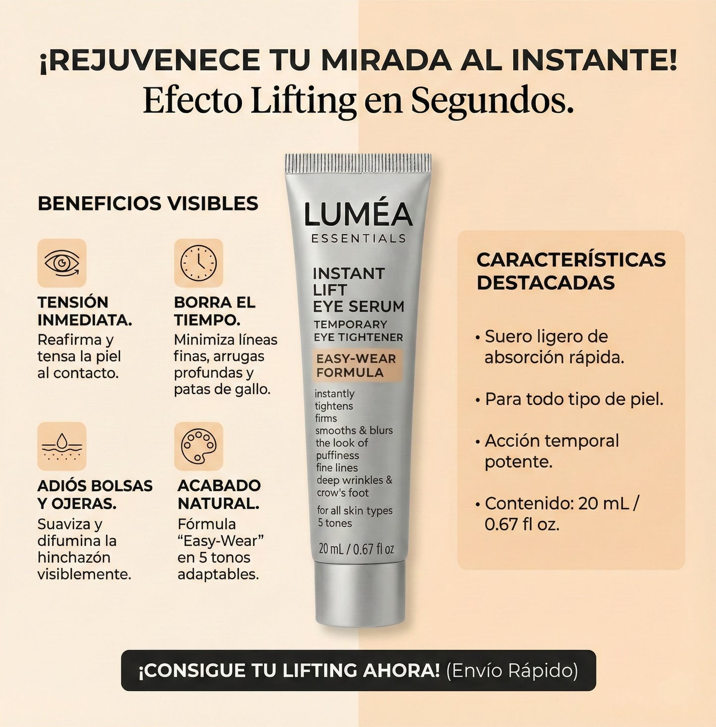 LumiLift™ – Crema Efecto lifting inmediato ¡Alisa las arrugas en solo 2 minutos!